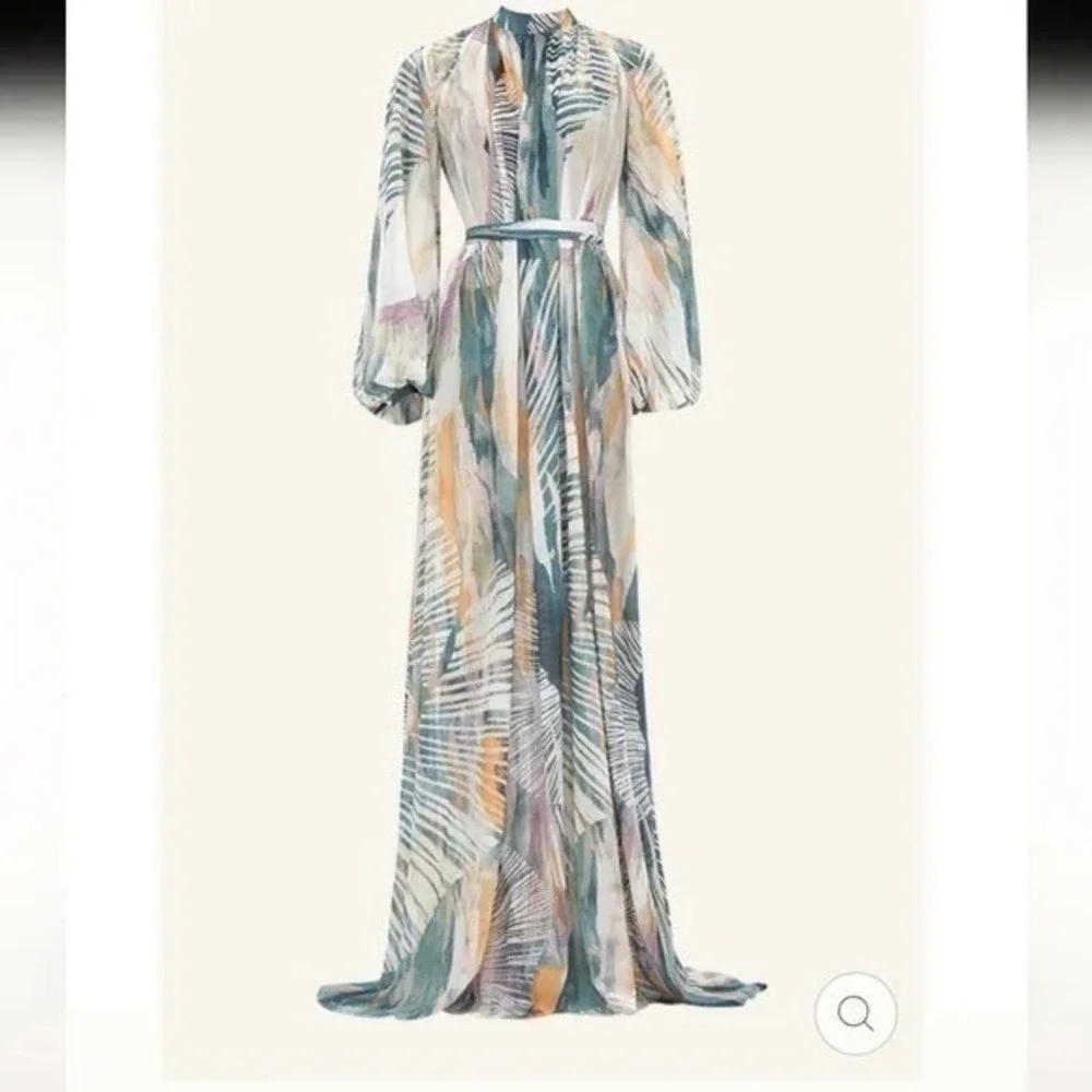 Andrea Iyamah‎ NEW Sade Cover-up Abstract Bark Maxi Sheer Dress S/M 6-10
